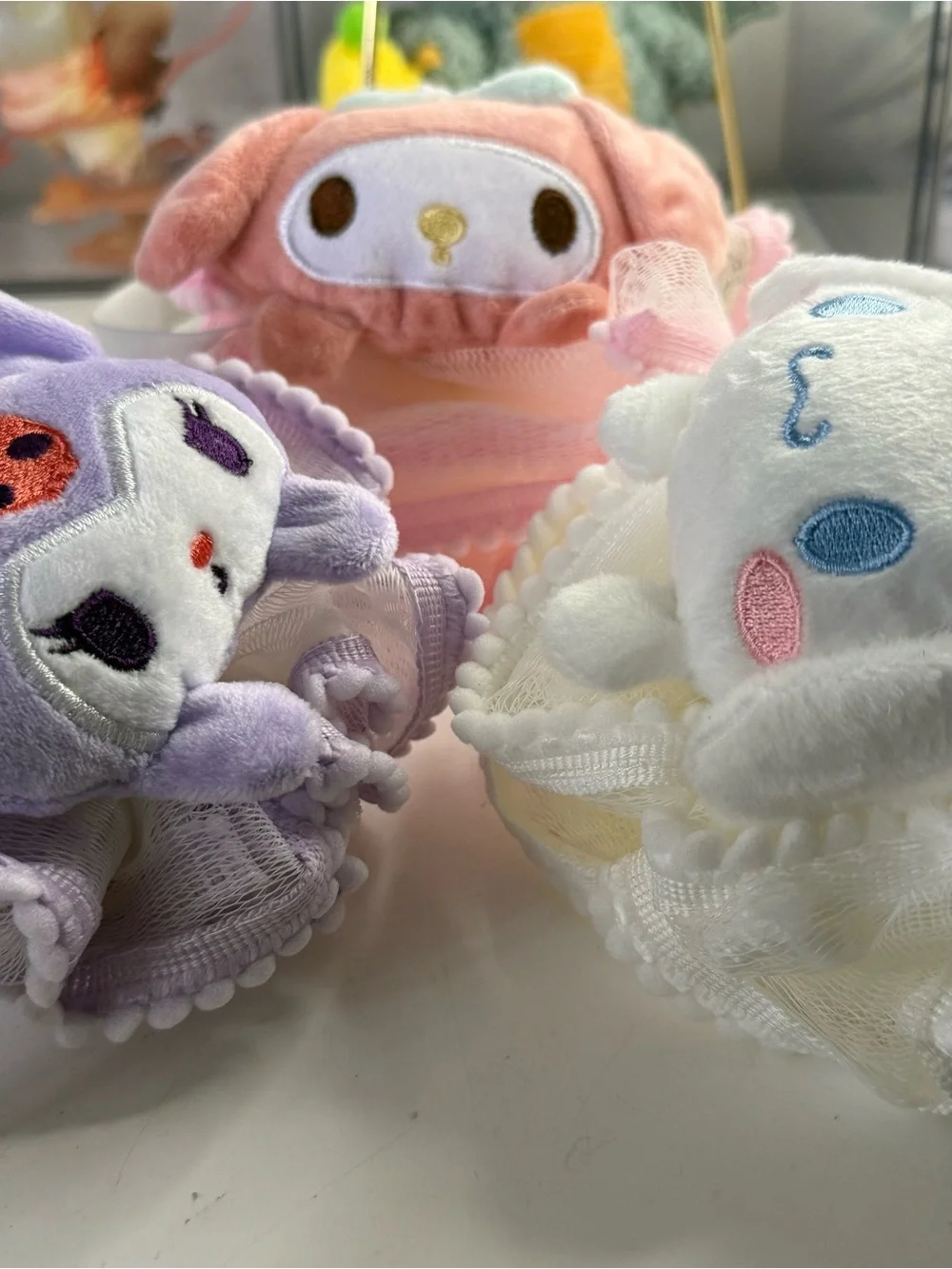Sanrio Plush Character Kids Loofah Sponge.- Pink, Purple & White. New!